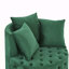 Luxueux fauteuil pivotant rembourré en velours avec capitonnage à boutons et roues mobiles, comprenant 3 coussins pour un confort ultime, vert-631698580
