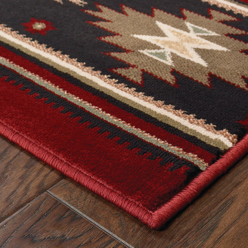 Tapis rouge / vert Appomattox Southwestern, Rectangle 6 pi 7 po x 9 pi 6 po