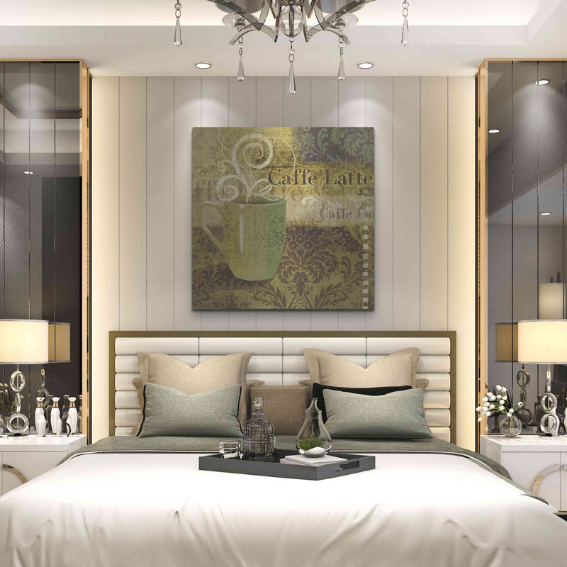 Art mural en métal luxueux «Coffee 1 Latte» par Viv Eisner, 24 po x 24 po, H 36 po x l 36 po