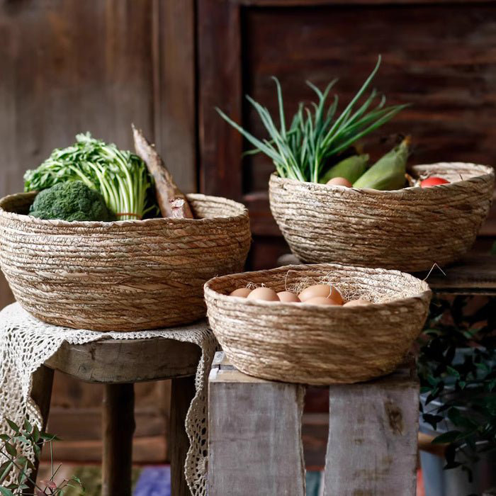 Seagrass Bowl Basket for Storage or Display, 3.9" H x 10.6" W x 8.2" D