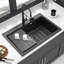 Évier de cuisine encastré en quartz 33 po x 22 po, fabriqué en quartz, élimine le bruit, la surface dure et anti-rayures, est livré avec des accessoires d'installation en pierre épaisse pour le calme, surface poreuse