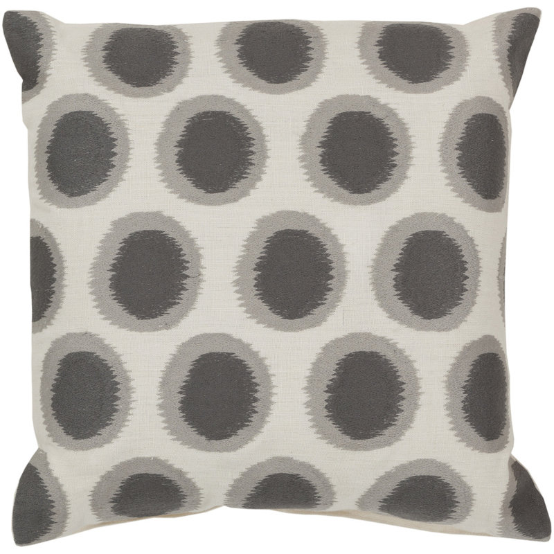 Polka Dots Throw Pillow, Gray, Polyester, 22"H x 22"W