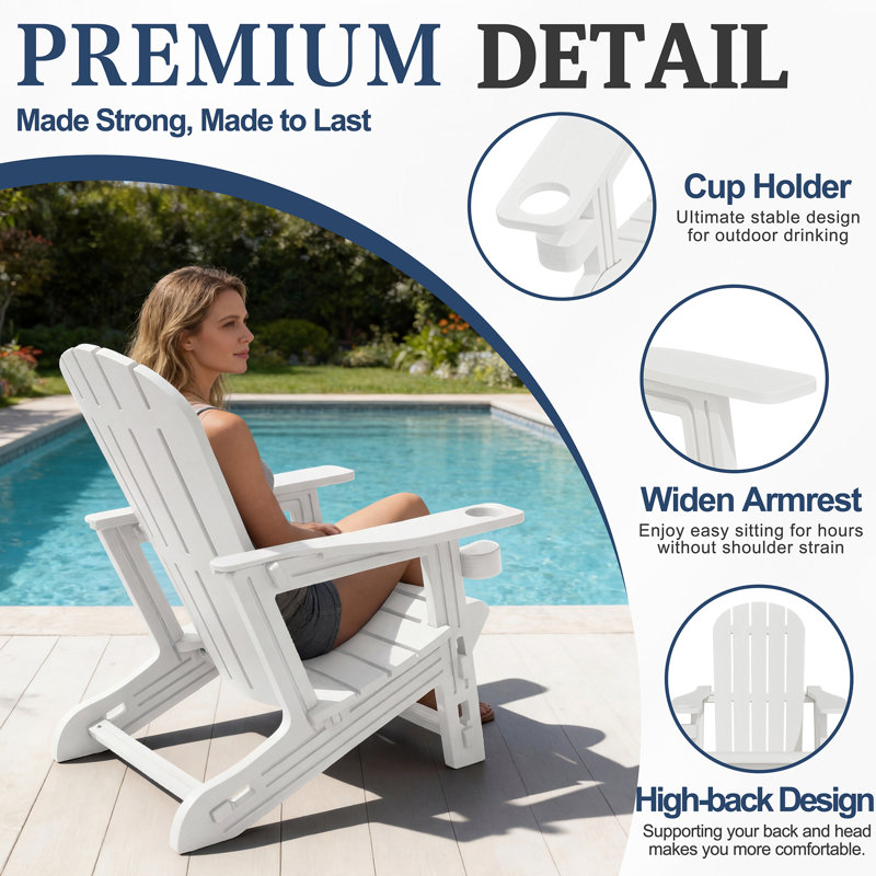Chaise Adirondack d'extérieur pour 2 personnes, Blanc