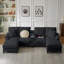 Canapé-lit modulaire en velours côtelé de 120 po avec rangement - conception moderne en forme de U, 4 places, parfait pour le salon, un appartement ou un salon, avec porte-gobelets pour plus de commodité (noir)-2075607053