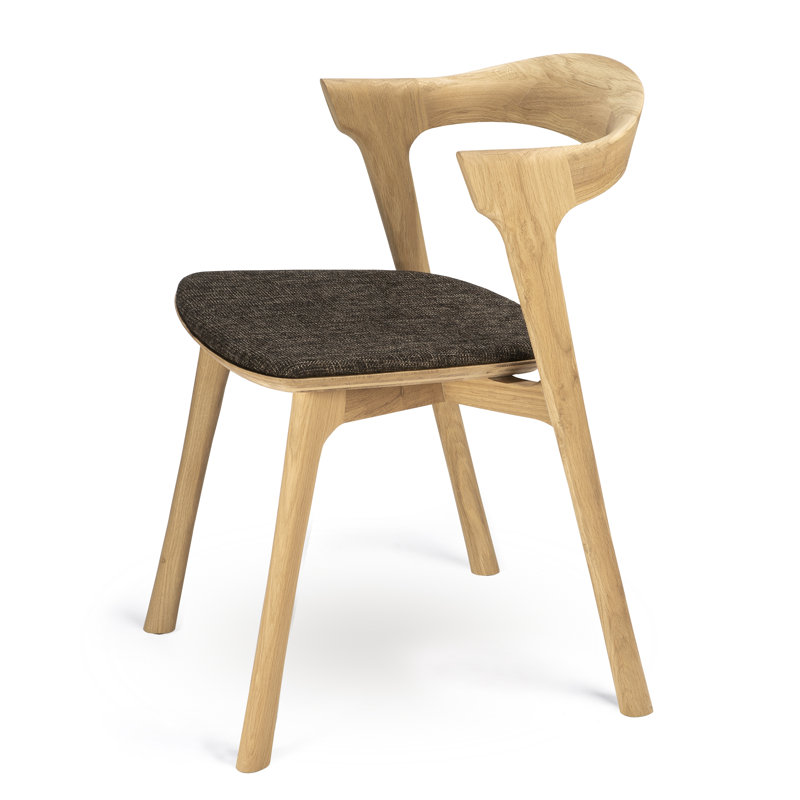Bok Upholstered Dining Chair, Dark Brown Polyester Blend/Acrylic, Varnished Oak