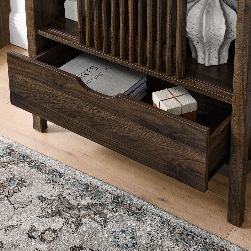 Vaughn 71" Arched Storage Display Cabinet, Walnut
