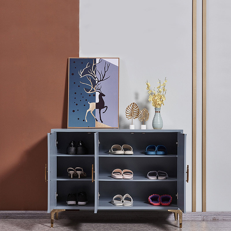 Modern Simple Shoe Cabinet Side Cabinet 18 Pair Shoe Storage Cabinet, Blue