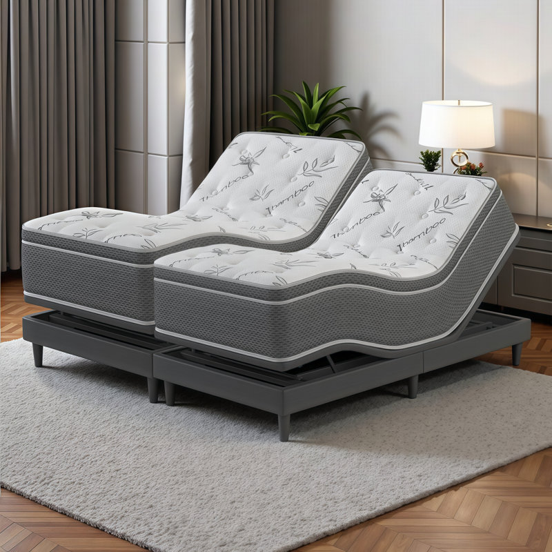 10-Inch Hybrid Mattress with Bamboo Cover & Edge Support - Motion Isolating, Adjustable Base Ready, USA Made, Extra-long Twin