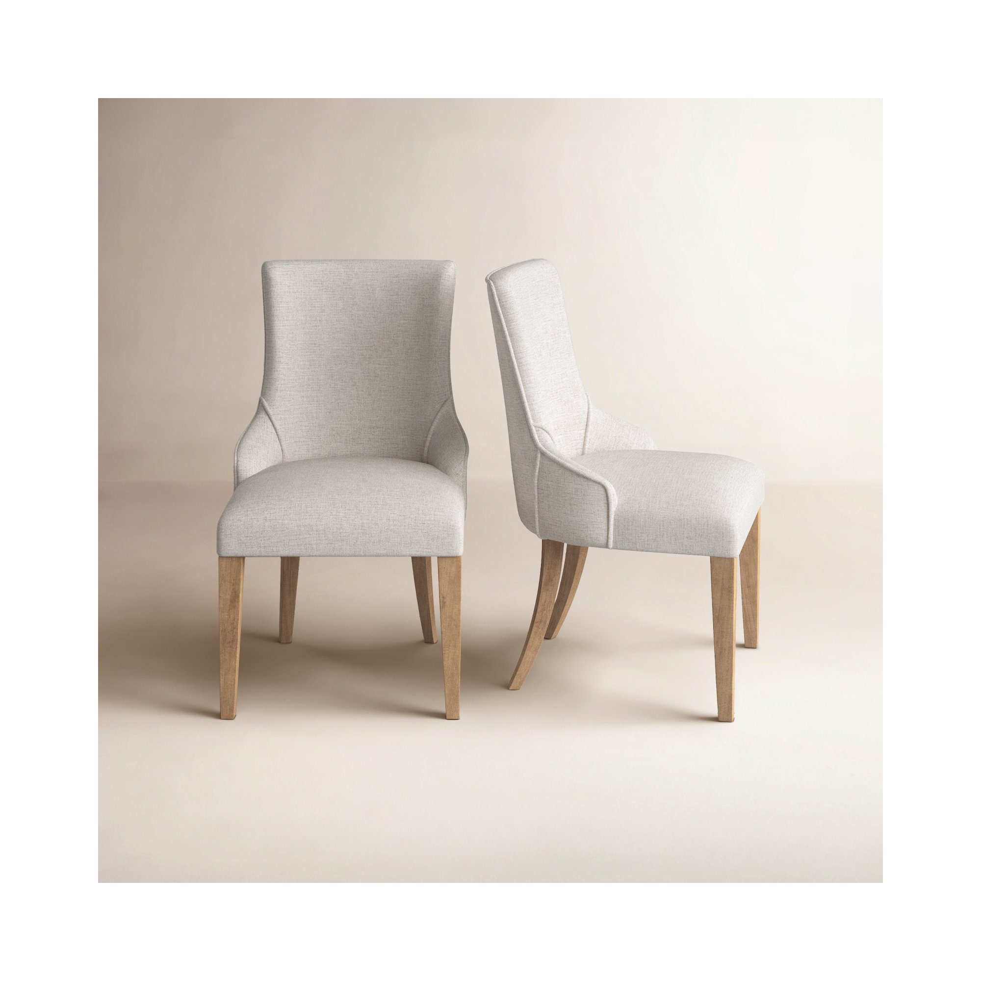 Jezebel Linen Upholstered Side Chair, Linen Light Creamy Beige, Natural 