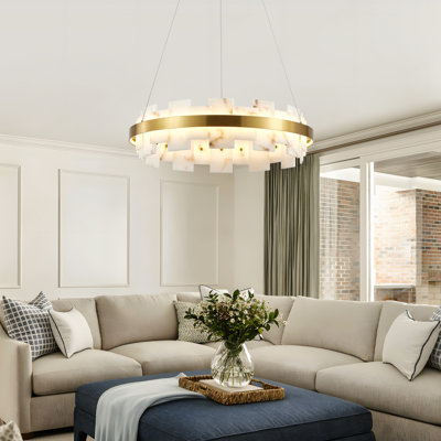 Modern Alabaster Linear Chandelier