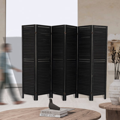 Room Divider, Folding Room Divider Privacy Screen, Wood Freestanding Louvered Divider Screen for Home Office Restaurant Bedroom