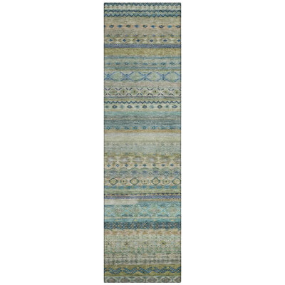 Machine Washable Indoor/Outdoor Chantille ACN2722 Striped Rug
