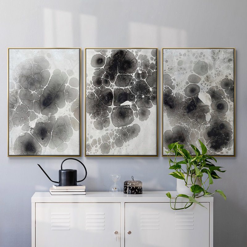 " Marbling X " 3 Piece Art Print, H 36 po x l 72 po x P 2 po, Or