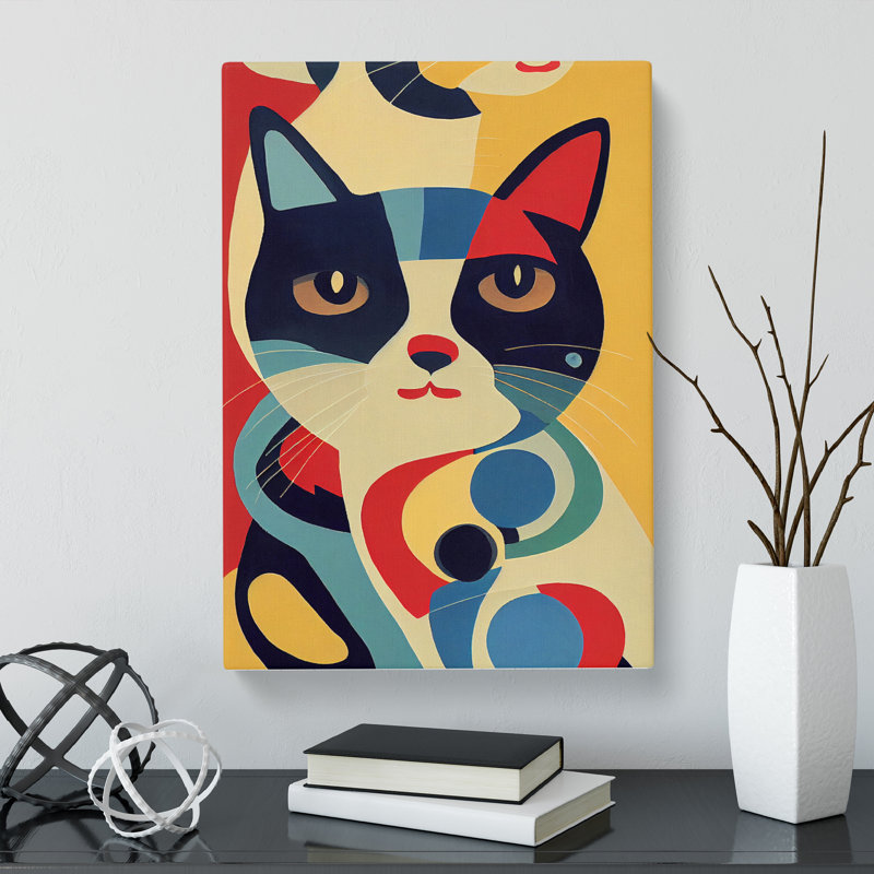 Cat Mid Century Vol.4 - Wrapped Canvas, 76cm H x 50cm W x 3cm D