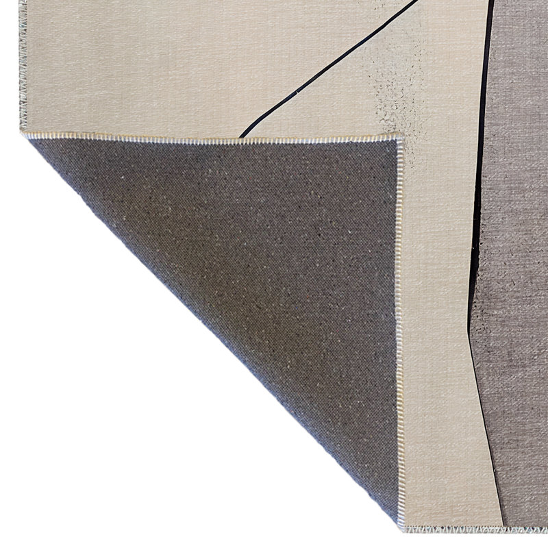 Tapis décoratif moderne à motif abstrait gris et beige, Rectangle 3 pi 11,24 po x 5 pi 10,87 po