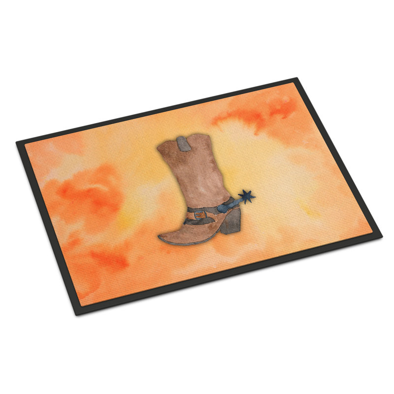 Tapis de porte d’extérieur anti-dérapant à amorçage aquarelle Deveraux, H 0,2 po x l 36 po x P 24 po