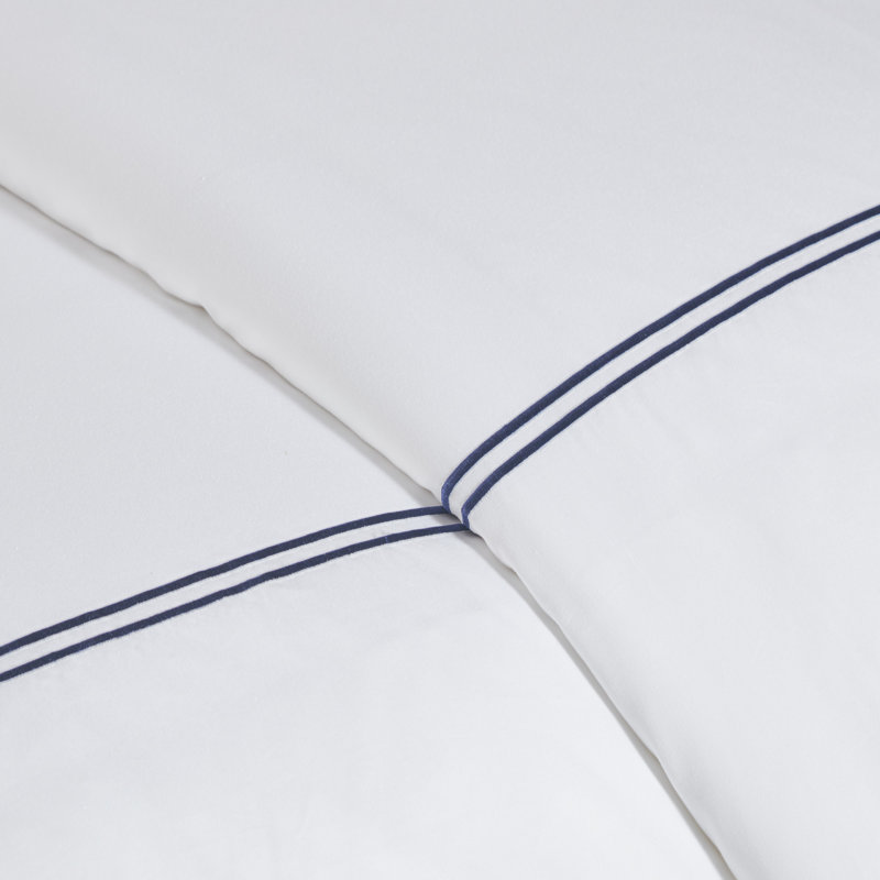 King White and Navy Cotton Sateen Comforter Set