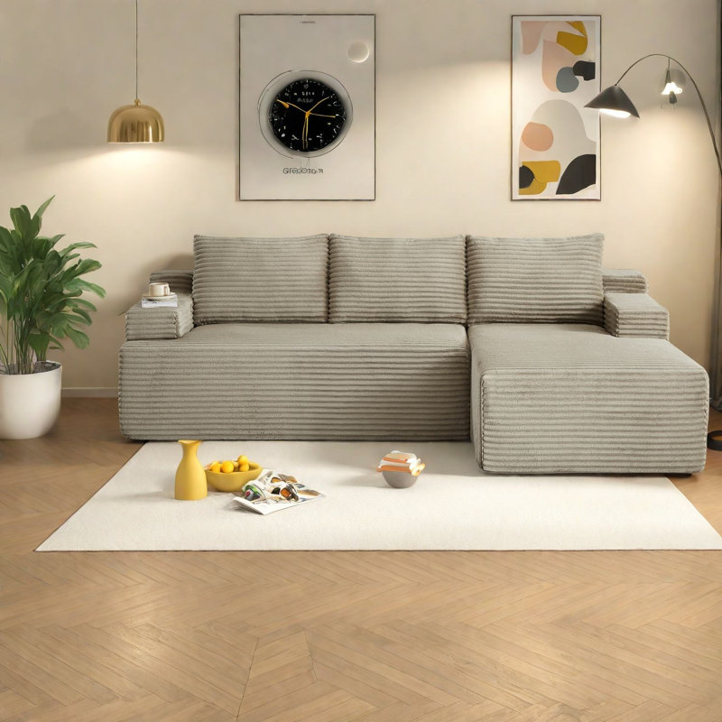 Canapés confortables en velours côtelé de conception chameau pour les espaces de vie modernes