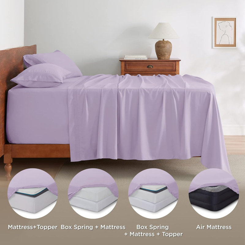 Bedsure Deep Pocket Sheet Set - Fits Mattresses Up to 21 Inches Thick -  GentleSoft Bed Sheet set, Moisture Wicking, Soft & Cooling Bed Sheet & Pillowcases, Easy & Secure Fit