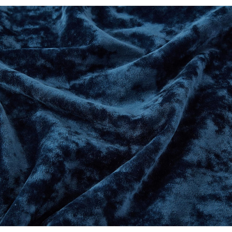 Lux Velvet Crushed Curtains with Grommet Top Curtain Panels Set, 50" W x 96" L, Navy Blue