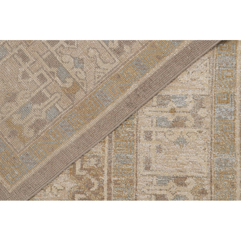 Hand Knotted Silk Area Rug in Brown