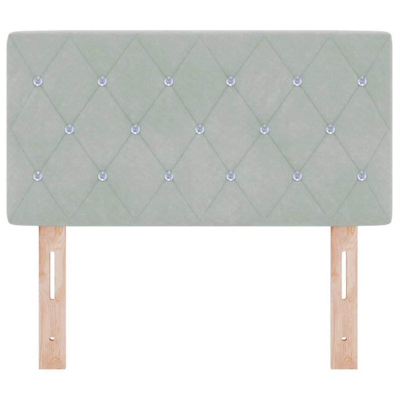  Velvet Headboard Argyle With Headboard 80 Cm Velvet, Light Grey