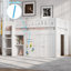 Lit mezzanine double avec armoire de rangement et tableau noir, blanc-428084688