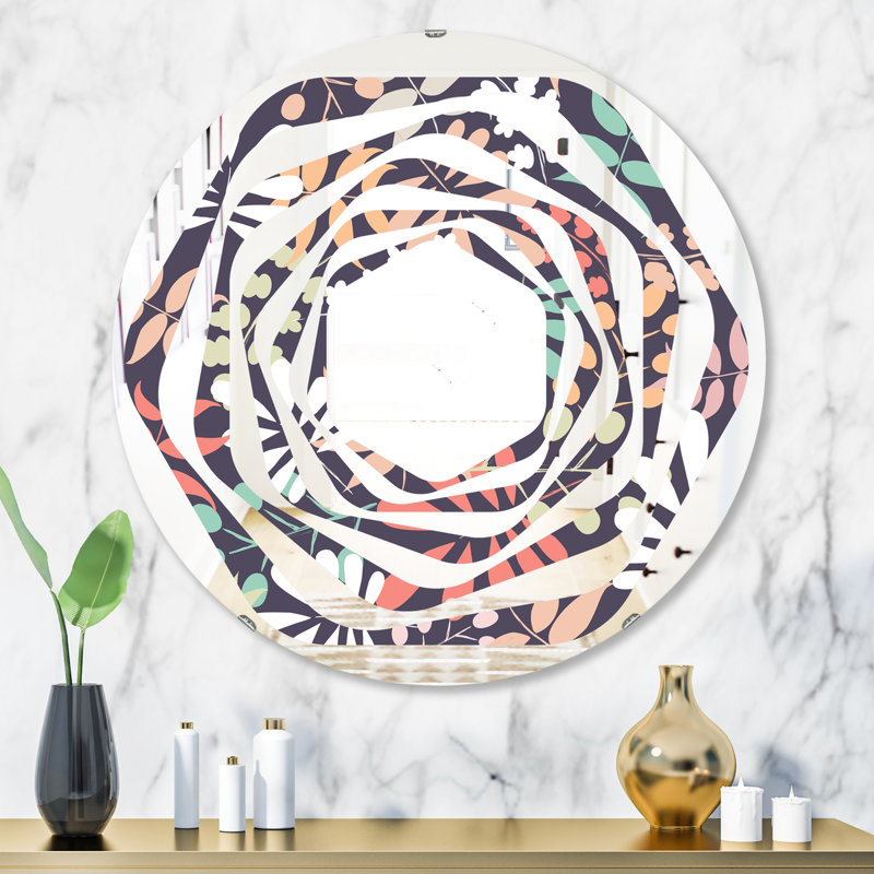 Miroir mural Whirl, H 23,6 po x l 23,6 po, Tourbillon botanique II