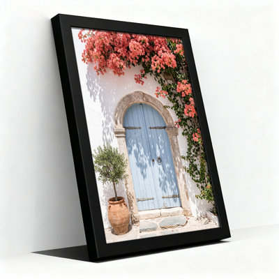 Art mural sur toile noir encadré pour le salon, la chambre à coucher, le bureau ou le vestibule - décoration murale décorative avec porte florale