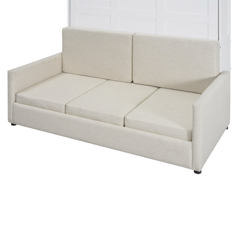 Lit escamotable double pleine grandeur avec coussin, White