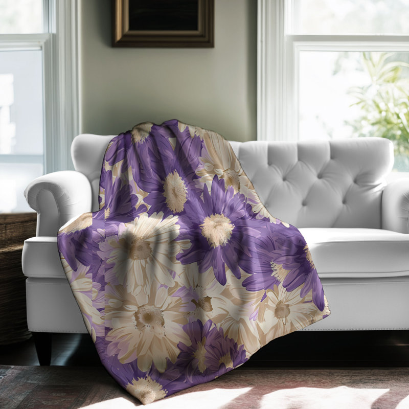 Tranquil Pastel Blossoms - 1 pièce Sherpa Premium, Grand lit