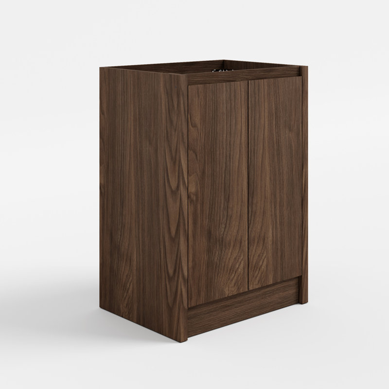 Base de meuble-lavabo en bois 24 po seulement, sans lavabo et miroir, Noyer foncé