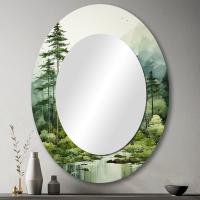 Forest Enigmatic Forest - Grand miroir mural ovale sur métal
