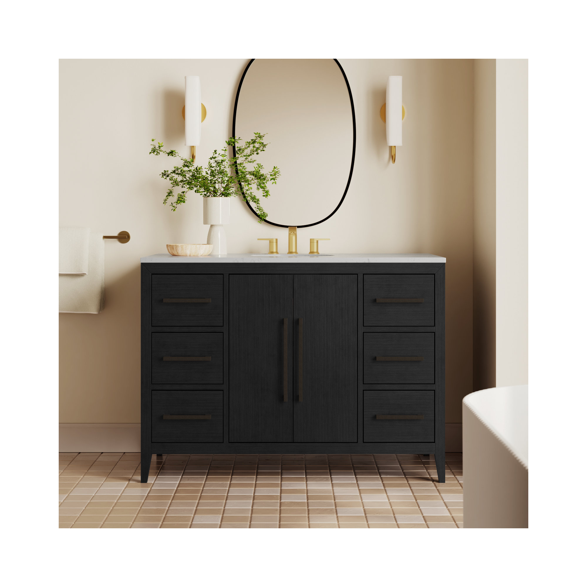 Alsup 48'' Single Bathroom Vanity, Dark Weathered Oak