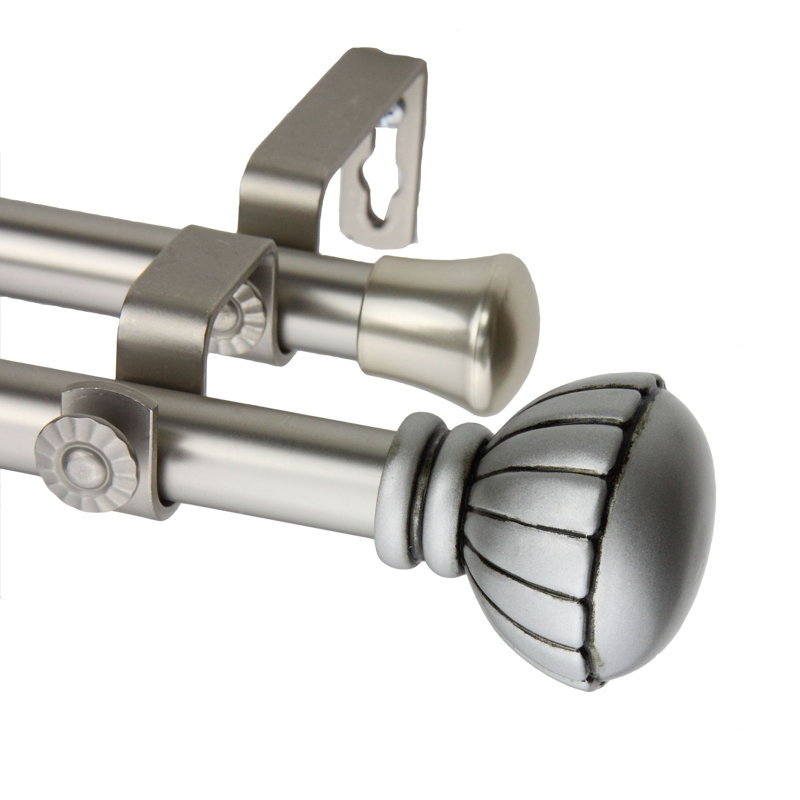 Tringle à rideaux double réglable 0,81 po Halima, l 48 po à 84 po, Nickel satiné