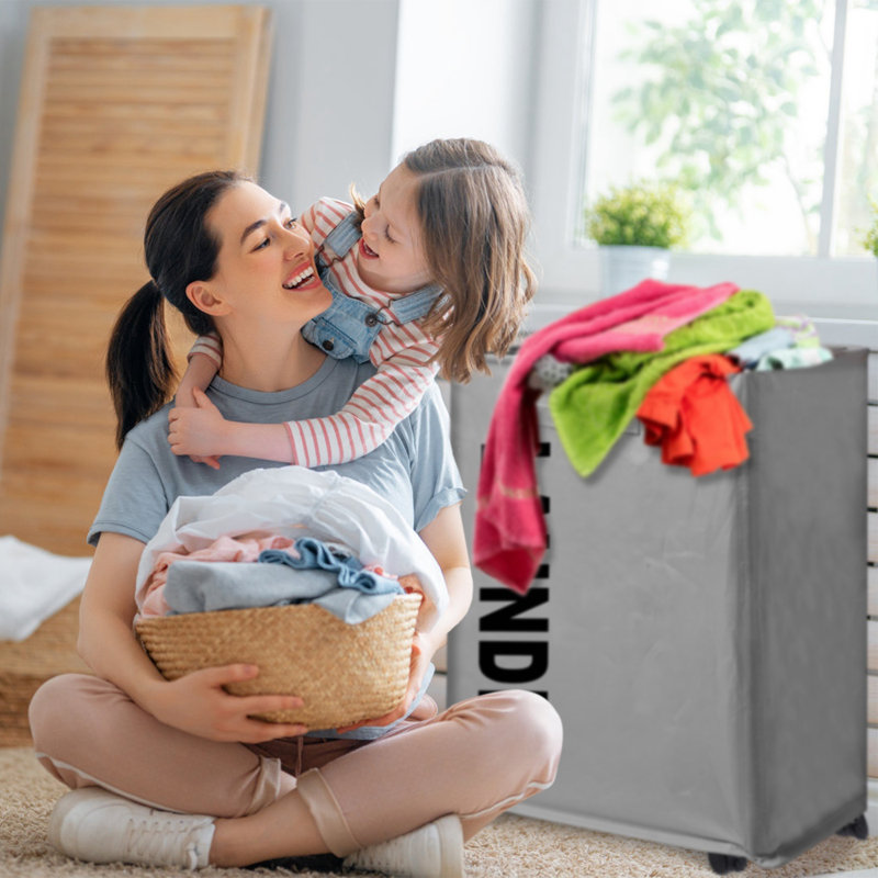 Chariot à linge en tissu avec roulettes