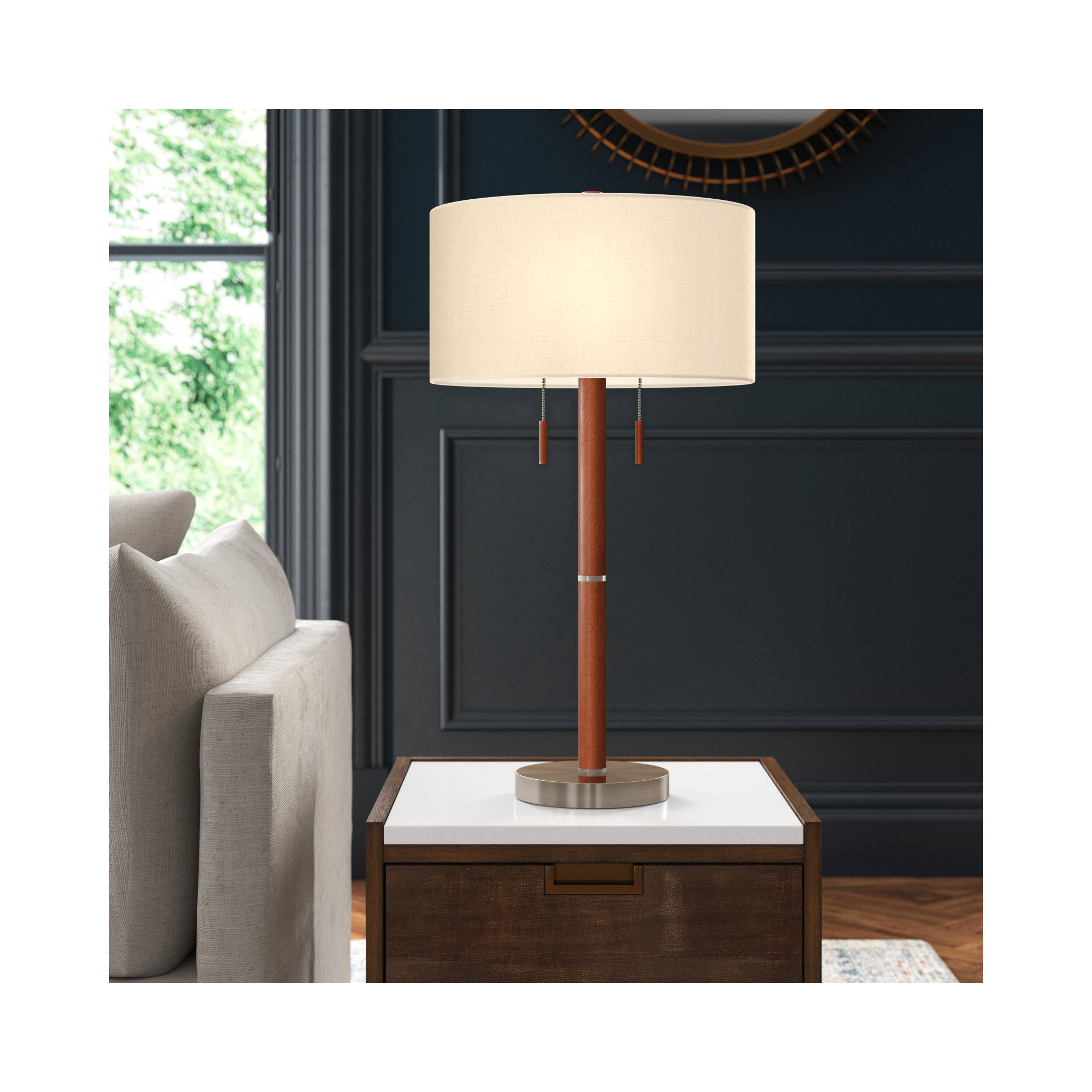 Geno Table Lamp without USB charging, Brushed Steel, White