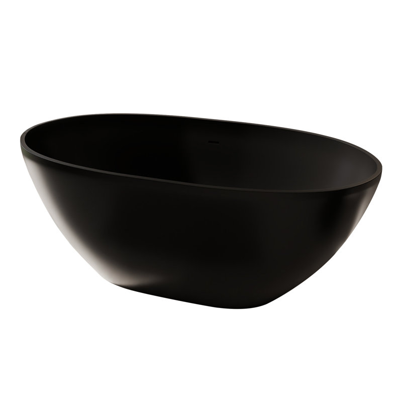 Euston 55.1'' x 29.5'' Freestanding Soaking Stone Rein Bathtub, Matte White