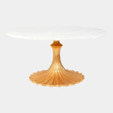 Flute Table 60" White Marble Top W/34" Gold Leaf Base