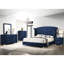 Chambre à coucher quatre pièces pour très grand lit, en velours gris avec une tête de lit à boutons et une commode à six tiroirs avec garniture cloutée et lit à 4 places, option de rangement à oreilles bien organisée-135476028-135476029-135476031