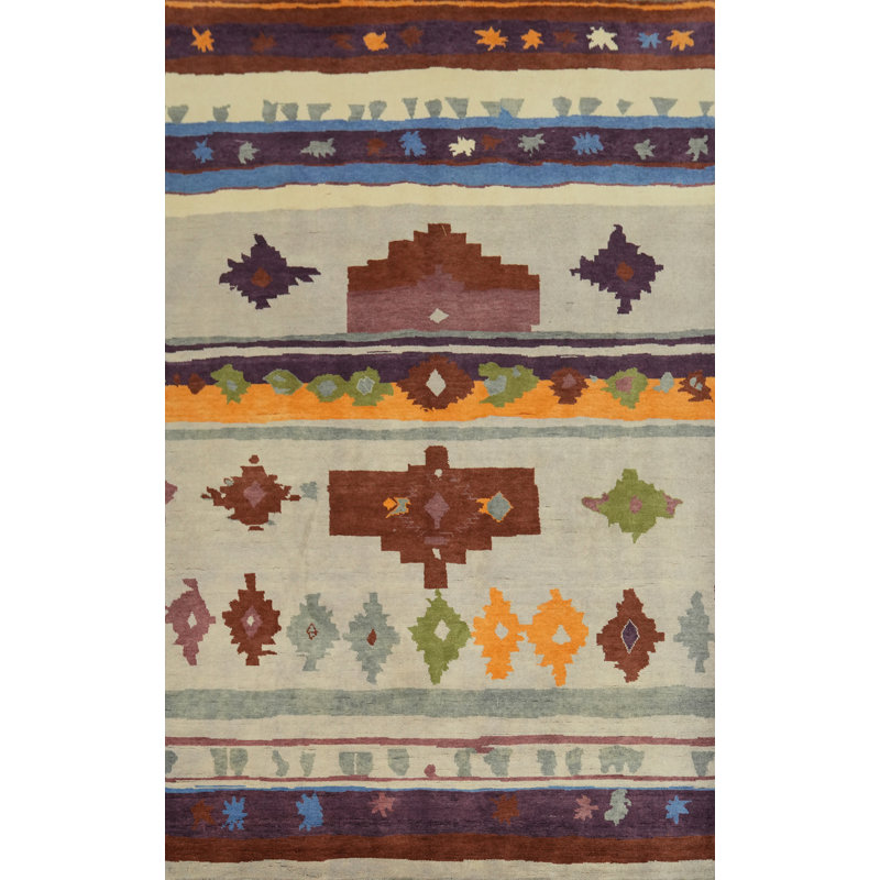 Tapis turc oriental à motif géométrique 6 x 9