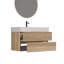 Bathroom Vanity With Oak Finish, Wall Mounted, Double Drawer Setup, E0 Water - Silent System Mounted Vanity, Design Featureset, Soft Closing Drawers, E1 Componentset, U Shaped Drainage Designation-752502649
