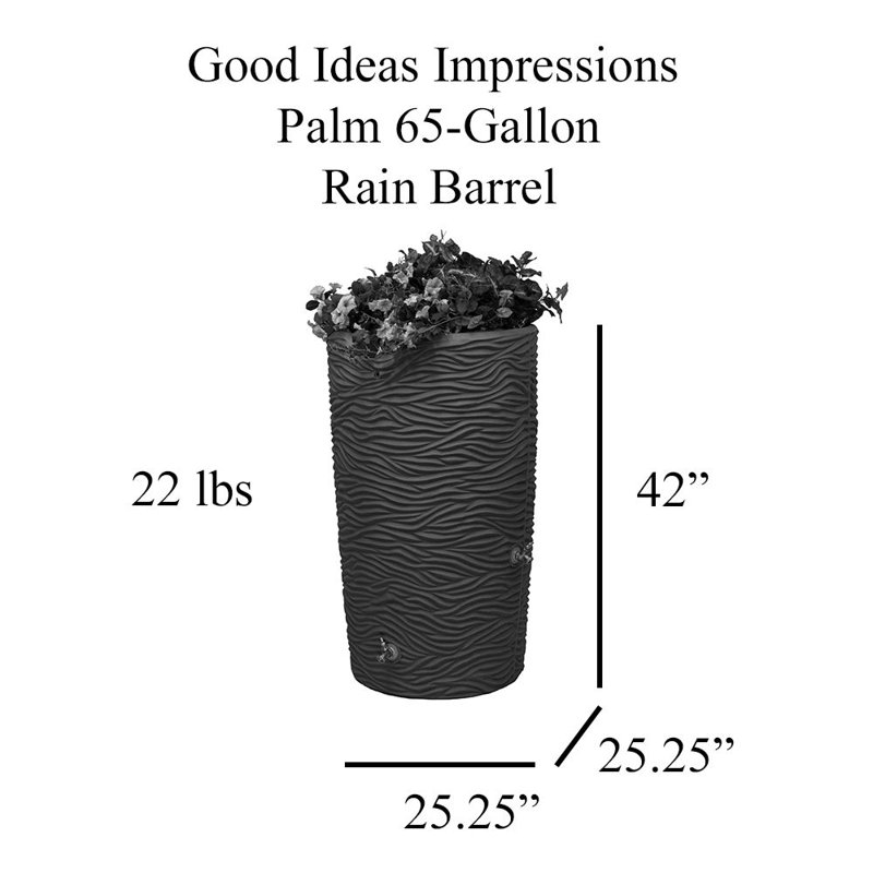 Whaley 65 gallons Baril de pluie en plastique, Grès