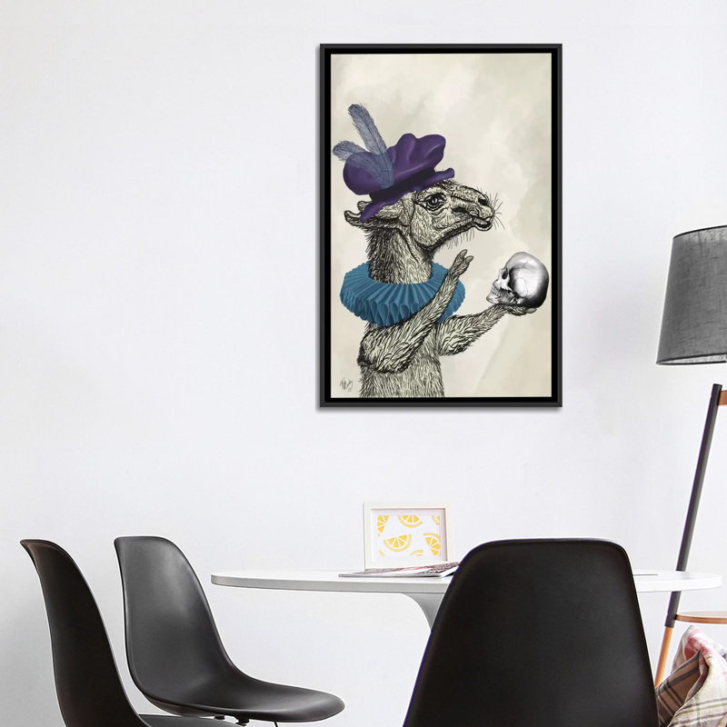 «Drama Llama» par Fab Funky - impression d'art graphique, Aucun mat, H 40 po x l 26 po x P 1,5 po, Toile avec cadre noir