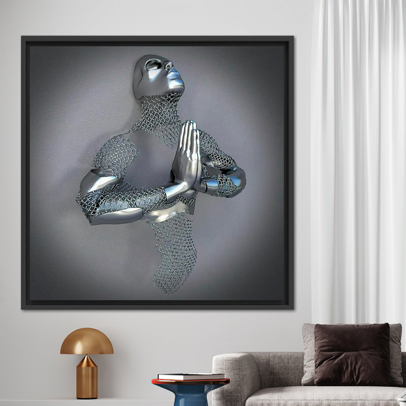 Print on Canvas, 20 cm H x 20 cm W, Framed Print without Mat, Black