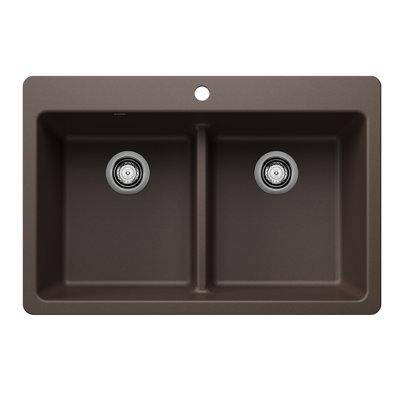 Évier de cuisine à double cuve encastrable / encastrable L 33 po x l 22 po Liven Silgranit
