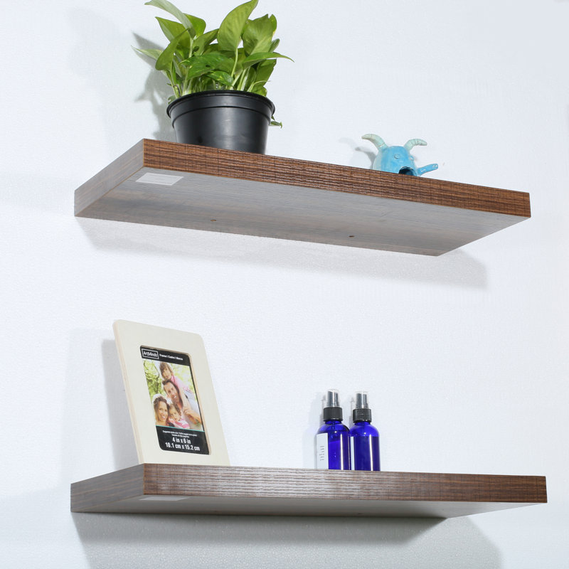 Nesmith 2 Piece Floating Shelf, Antigue Walnut, 1.5" H x 23.62" W x 9.25" D