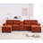 133'' U-shaped Sectional Sofa, 4-Seater Modular Sofa With Storage, Living Room Cloud Couch Sleeper Sofa Sectional With Chaise,With Console And USB