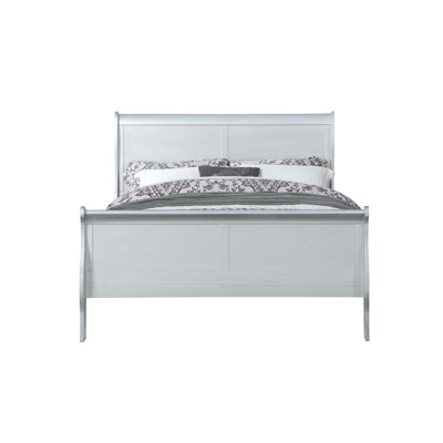 Louis Philippe Platinum Finish Eastern King Bed With Durable Construction And Elegant Design For Luxurious Bedrooms