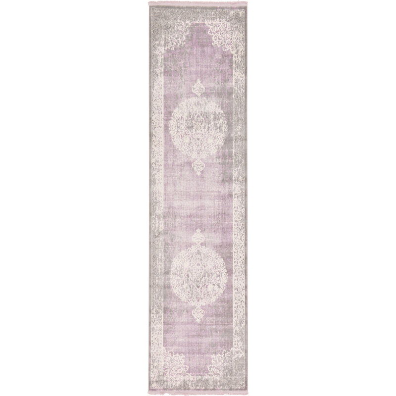 Malynn Oriental Area Rug, Runner 2'7" x 10', Purple/Beige